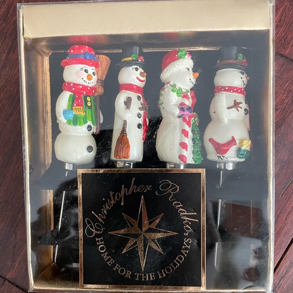 Christopher Radko Snowman Pate Knives Vibrant Holiday Colors - Picture 1 of 3